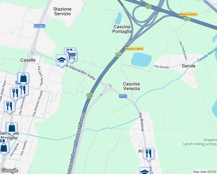 map of restaurants, bars, coffee shops, grocery stores, and more near in Province of Brescia