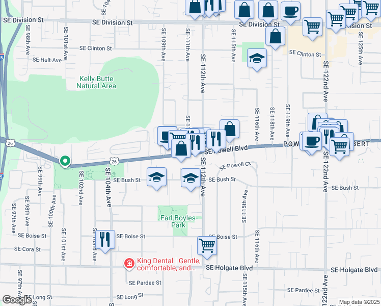 map of restaurants, bars, coffee shops, grocery stores, and more near in Portland