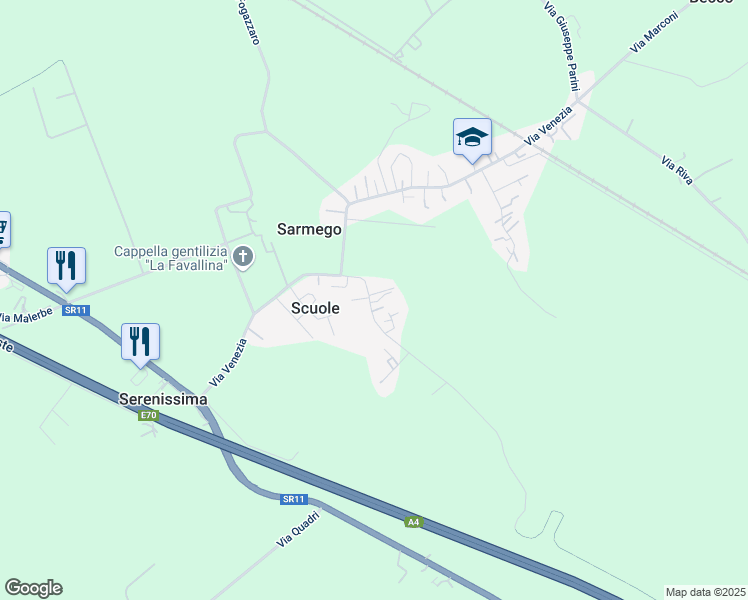 map of restaurants, bars, coffee shops, grocery stores, and more near 7 Via Villapovera in Scuole