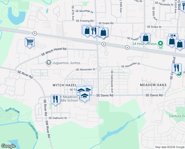 map of restaurants, bars, coffee shops, grocery stores, and more near 3197 Southeast Brookwood Avenue in Hillsboro