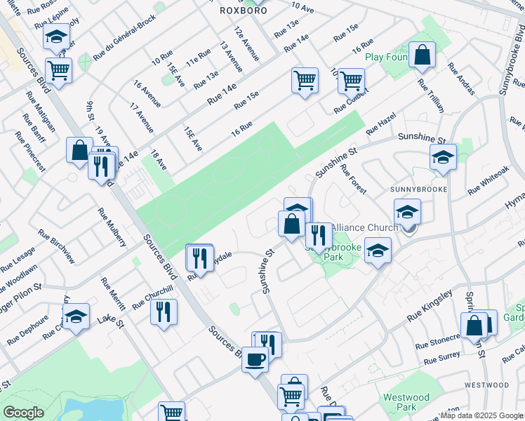 map of restaurants, bars, coffee shops, grocery stores, and more near 47 Cercle Maple in Dollard-des-Ormeaux