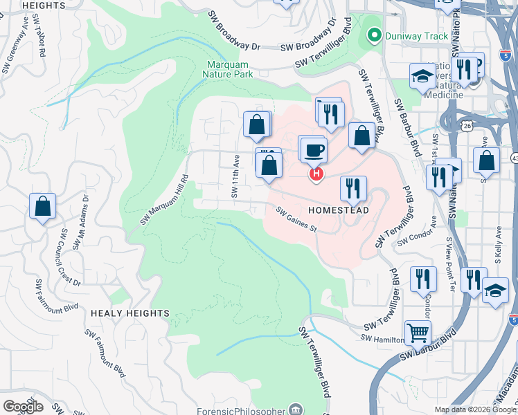 map of restaurants, bars, coffee shops, grocery stores, and more near 25 Southwest 9th Avenue in Portland