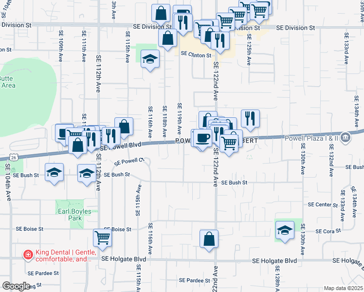 map of restaurants, bars, coffee shops, grocery stores, and more near in Portland