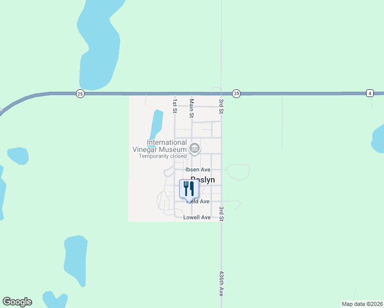 map of restaurants, bars, coffee shops, grocery stores, and more near Main Street in Roslyn
