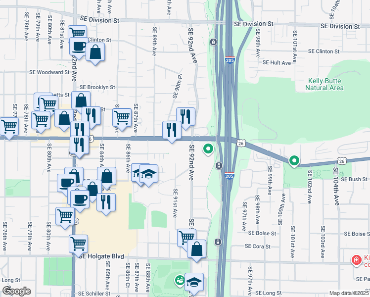 map of restaurants, bars, coffee shops, grocery stores, and more near in Portland