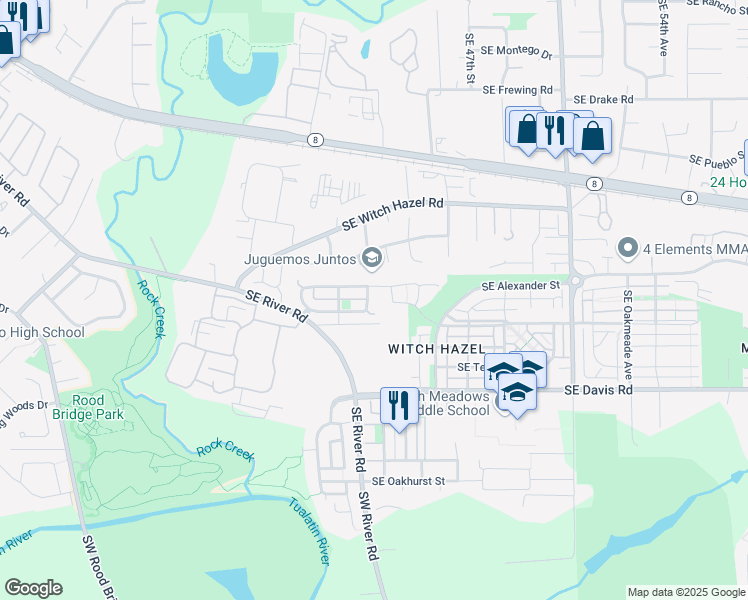 map of restaurants, bars, coffee shops, grocery stores, and more near 2942 Southeast Marston Avenue in Hillsboro