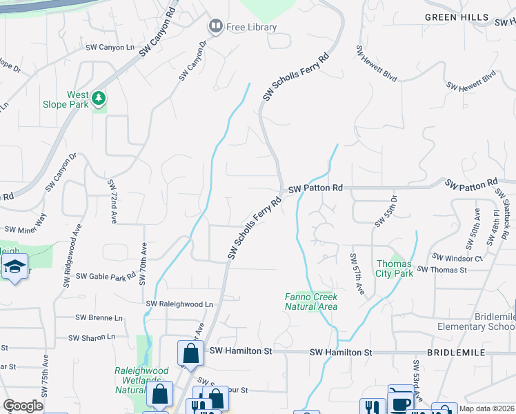 map of restaurants, bars, coffee shops, grocery stores, and more near 6369 Southwest Laber Road in Portland