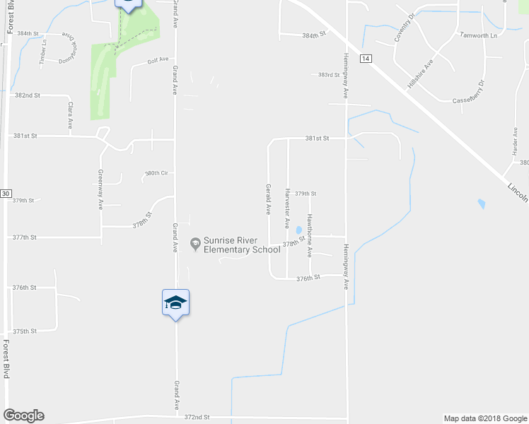 map of restaurants, bars, coffee shops, grocery stores, and more near 37870 Gerald Avenue in North Branch