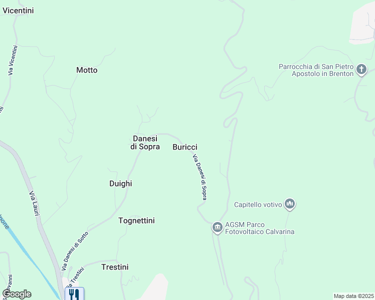 map of restaurants, bars, coffee shops, grocery stores, and more near 40 Via Danesi di Sopra in Buricci