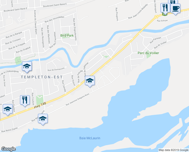 map of restaurants, bars, coffee shops, grocery stores, and more near 1466 Boulevard Maloney Est in Gatineau