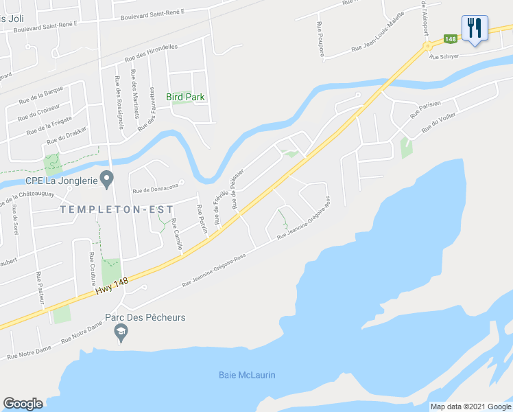 map of restaurants, bars, coffee shops, grocery stores, and more near 1462 Boulevard Maloney Est in Gatineau
