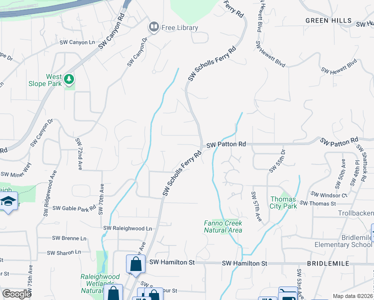 map of restaurants, bars, coffee shops, grocery stores, and more near 6230 Southwest Patton Road in Portland