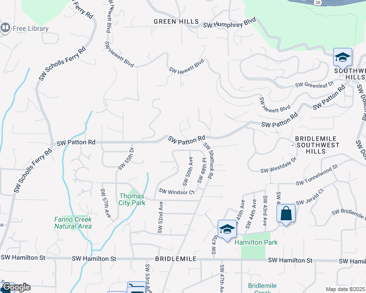 map of restaurants, bars, coffee shops, grocery stores, and more near 5027 Southwest Downs View Court in Portland