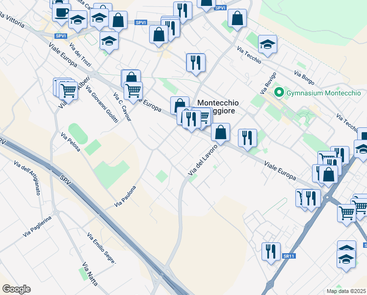 map of restaurants, bars, coffee shops, grocery stores, and more near 9 Via Giovanni Pascoli in Montecchio Maggiore-Alte Ceccato