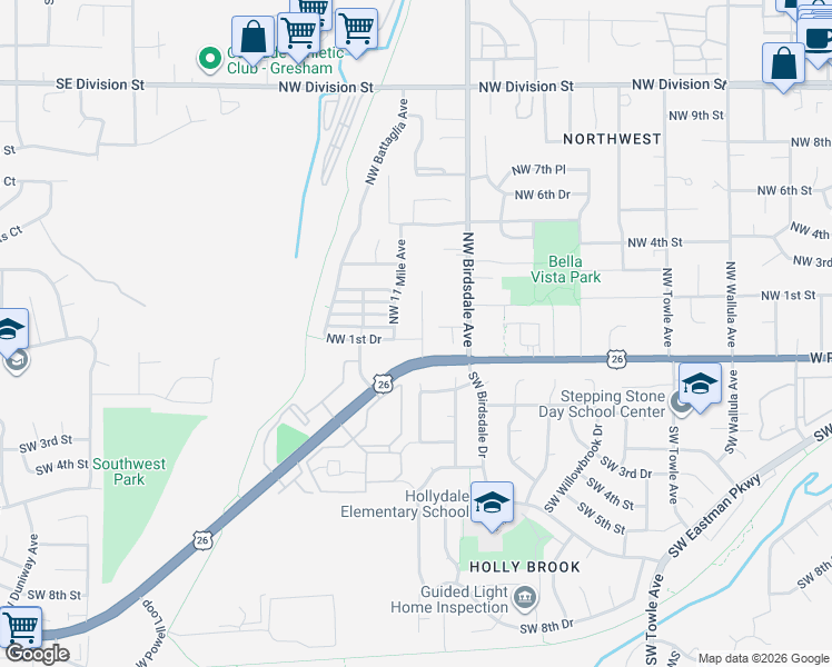 map of restaurants, bars, coffee shops, grocery stores, and more near 154 Northwest 11 Mile Avenue in Gresham