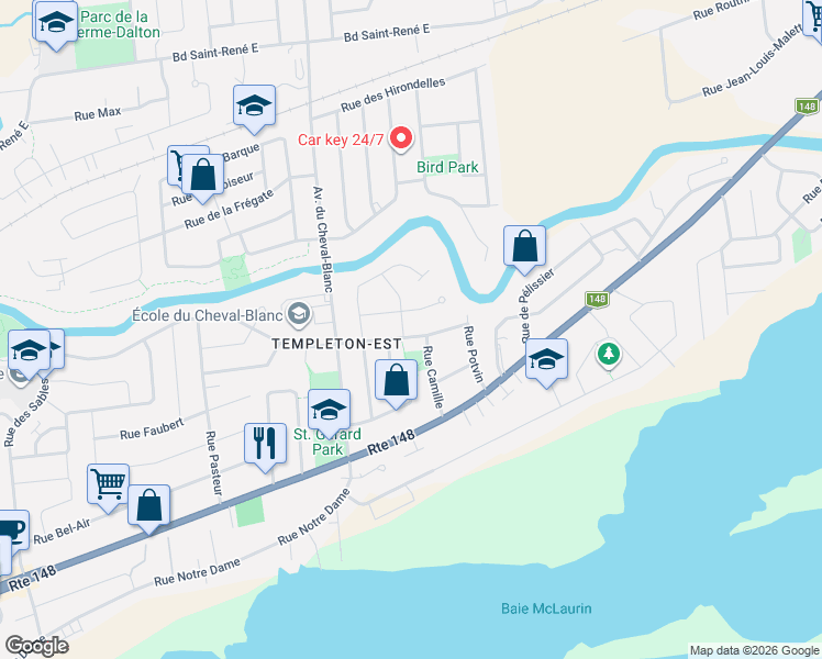 map of restaurants, bars, coffee shops, grocery stores, and more near 1339 Rue Rita in Gatineau