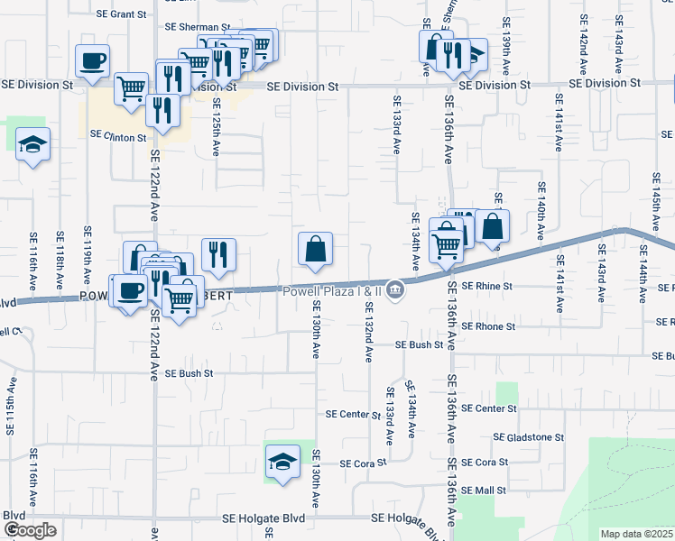 map of restaurants, bars, coffee shops, grocery stores, and more near in Portland