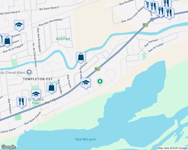 map of restaurants, bars, coffee shops, grocery stores, and more near 1482 Boulevard Maloney Est in Gatineau
