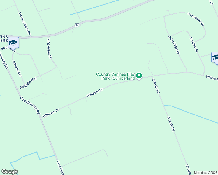 map of restaurants, bars, coffee shops, grocery stores, and more near 1730 Wilhaven Drive in Ottawa