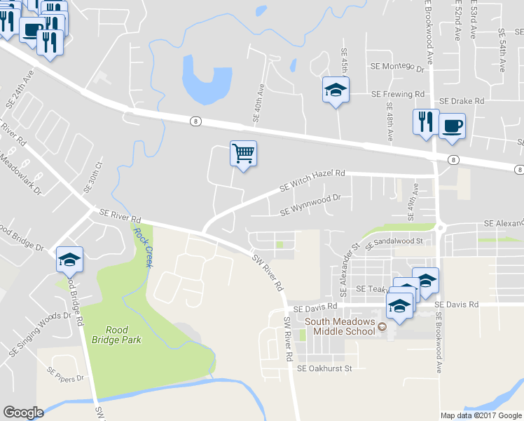 map of restaurants, bars, coffee shops, grocery stores, and more near 4041 Southeast Wynnwood Drive in Hillsboro