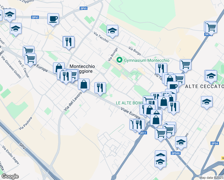 map of restaurants, bars, coffee shops, grocery stores, and more near 64/1 Via Madonnetta in Montecchio Maggiore-Alte Ceccato