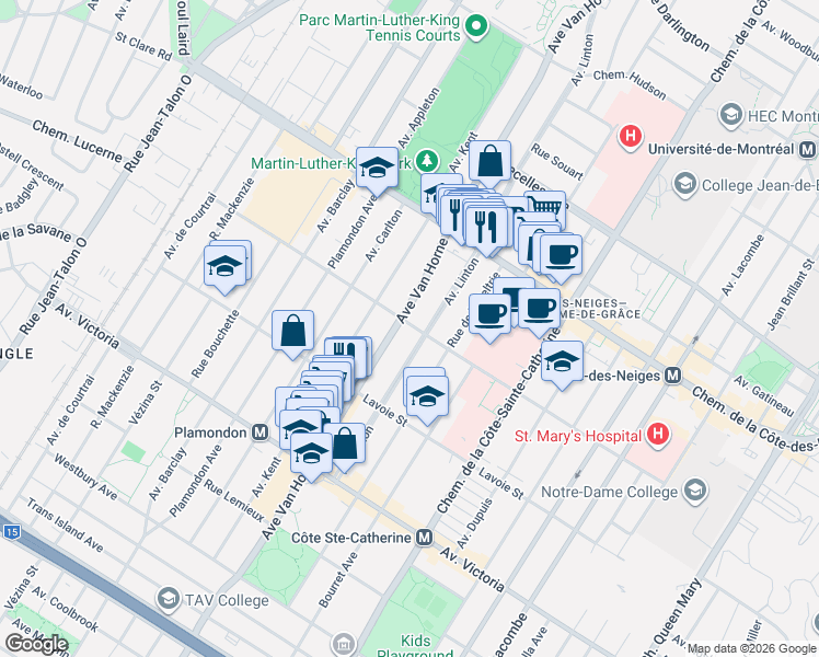 map of restaurants, bars, coffee shops, grocery stores, and more near 5962 Rue Légaré in Montréal