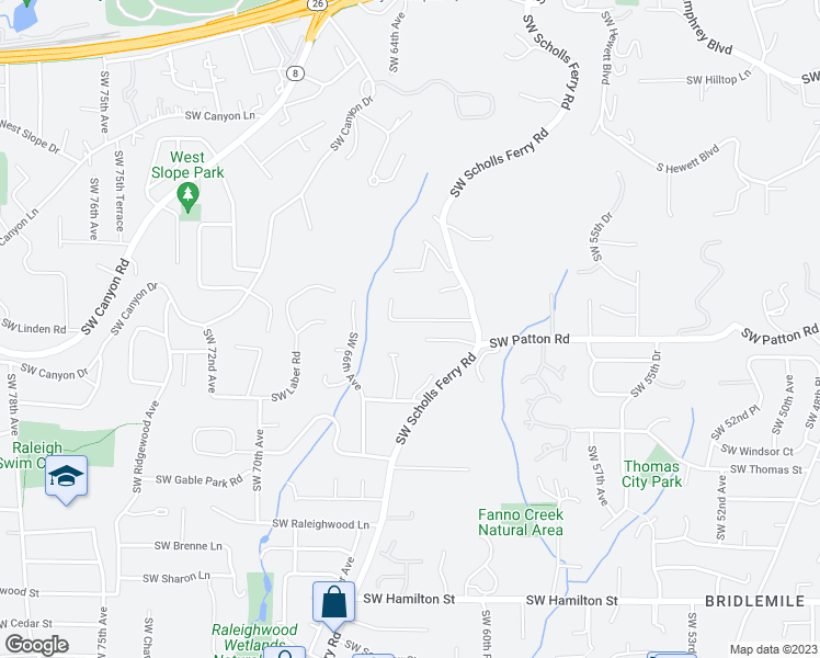 map of restaurants, bars, coffee shops, grocery stores, and more near 6330 Southwest Sweetbriar Court in Portland