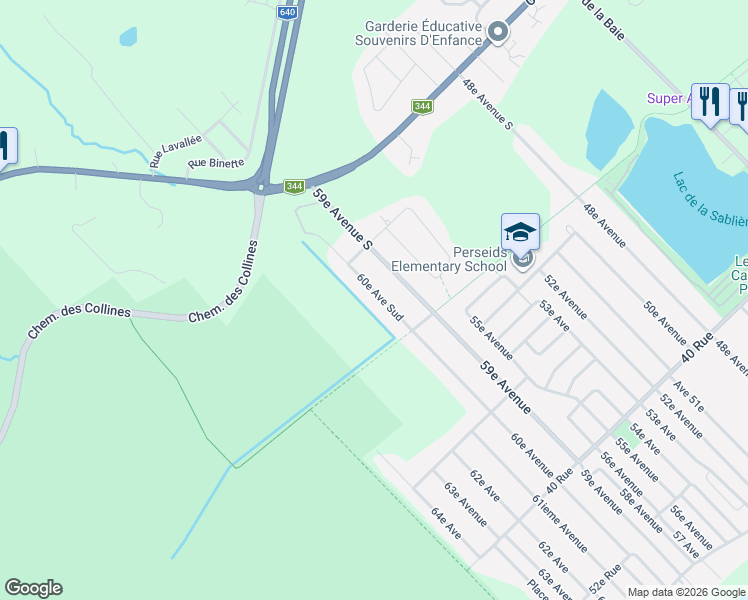 map of restaurants, bars, coffee shops, grocery stores, and more near 224 Avenue 60e Sud in Saint-Joseph-du-Lac
