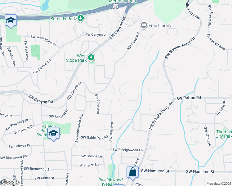 map of restaurants, bars, coffee shops, grocery stores, and more near 3040 Southwest 70th Avenue in Portland