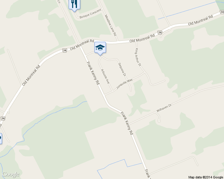 map of restaurants, bars, coffee shops, grocery stores, and more near 1255 Arbuste Avenue in Ottawa