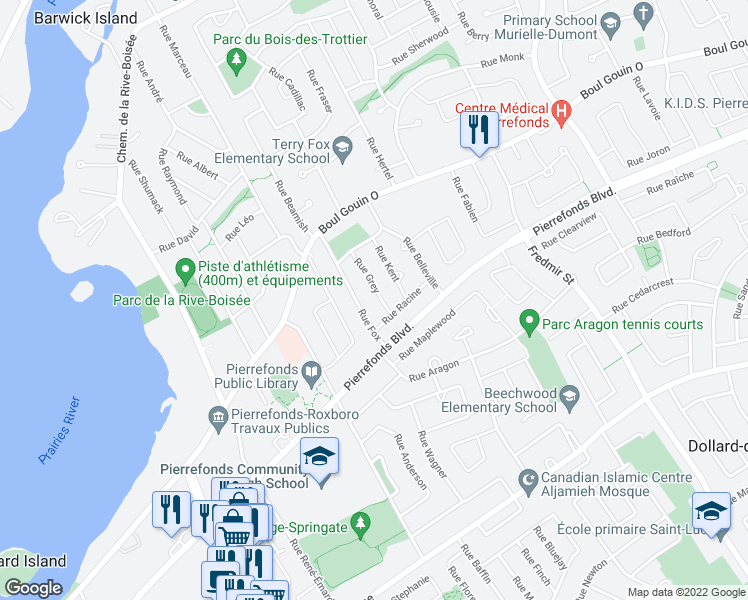 map of restaurants, bars, coffee shops, grocery stores, and more near 4944 Rue Grey in Montréal