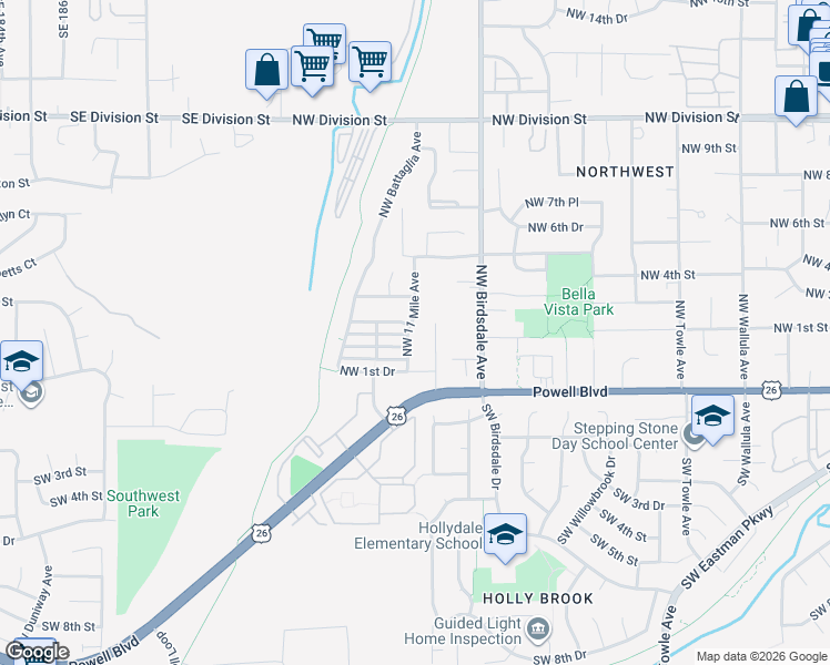 map of restaurants, bars, coffee shops, grocery stores, and more near 252 Northwest 11 Mile Avenue in Gresham
