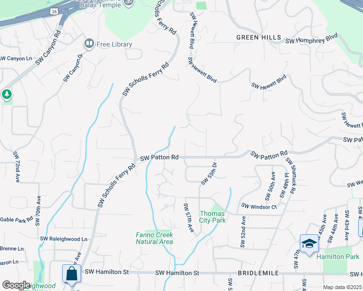 map of restaurants, bars, coffee shops, grocery stores, and more near 5710 Southwest Grover Court in Portland
