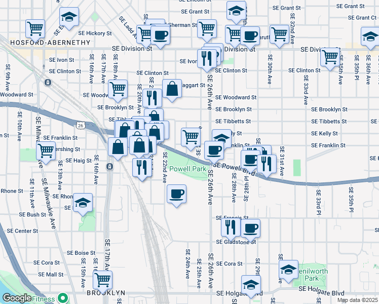 map of restaurants, bars, coffee shops, grocery stores, and more near in Portland