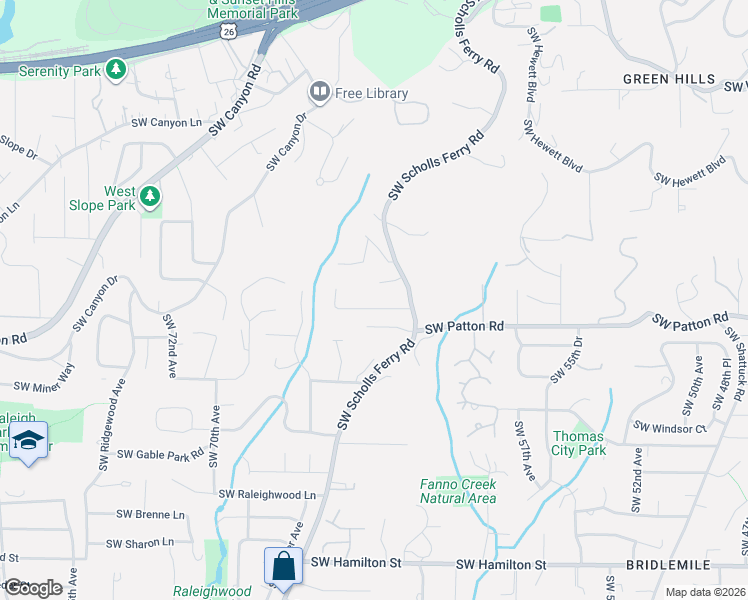 map of restaurants, bars, coffee shops, grocery stores, and more near 6305 Southwest Sweetbriar Court in Portland