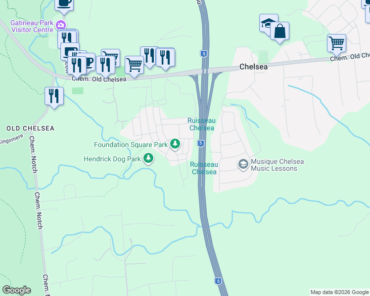 map of restaurants, bars, coffee shops, grocery stores, and more near 39 Chemin de Calais in Chelsea