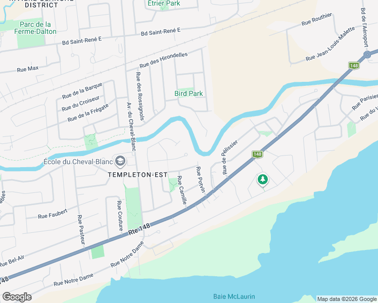 map of restaurants, bars, coffee shops, grocery stores, and more near 87 Rue de Donnacona in Gatineau
