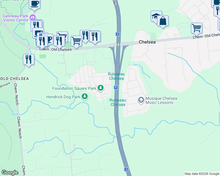 map of restaurants, bars, coffee shops, grocery stores, and more near 48 Chemin de Calais in Chelsea