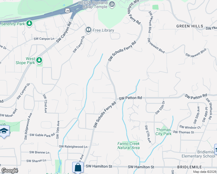 map of restaurants, bars, coffee shops, grocery stores, and more near 6200 Southwest Round Hill Way in Portland