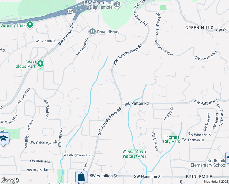 map of restaurants, bars, coffee shops, grocery stores, and more near 6200 Southwest Round Hill Way in Portland