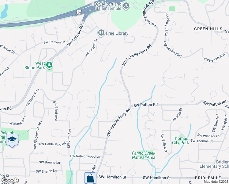 map of restaurants, bars, coffee shops, grocery stores, and more near 6237 Southwest Round Hill Way in Portland
