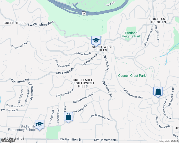 map of restaurants, bars, coffee shops, grocery stores, and more near 3718 Southwest Hillside Drive in Portland