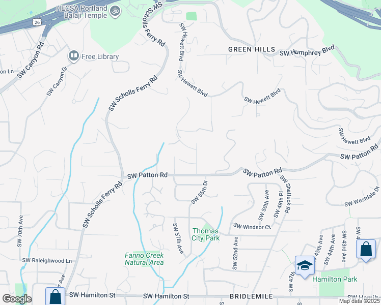 map of restaurants, bars, coffee shops, grocery stores, and more near 3239 Southwest 55th Drive in Portland
