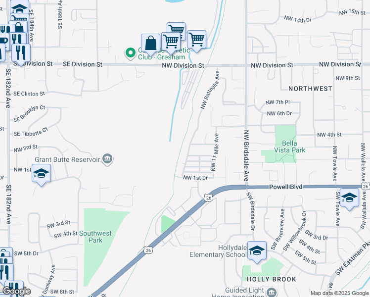 map of restaurants, bars, coffee shops, grocery stores, and more near 379 Northwest Battaglia Avenue in Gresham