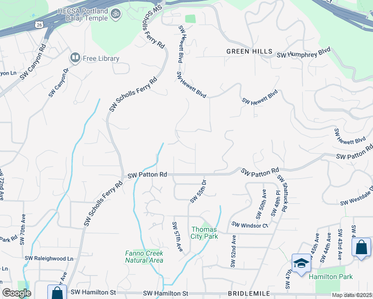 map of restaurants, bars, coffee shops, grocery stores, and more near 3239 Southwest 55th Drive in Portland