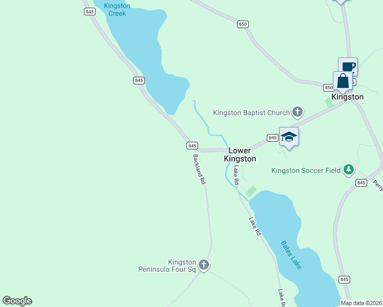 map of restaurants, bars, coffee shops, grocery stores, and more near 2 Backland Road in Kingston