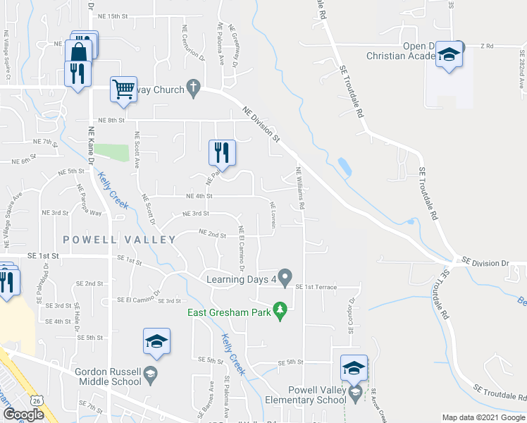 map of restaurants, bars, coffee shops, grocery stores, and more near 310 NE Greenway Dr in Gresham