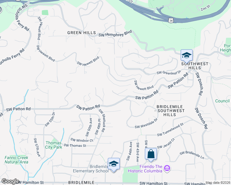 map of restaurants, bars, coffee shops, grocery stores, and more near 4621 Southwest Hillside Drive in Portland