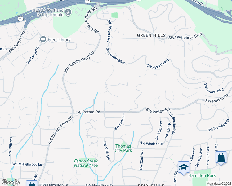 map of restaurants, bars, coffee shops, grocery stores, and more near 3248 Southwest 55th Drive in Portland