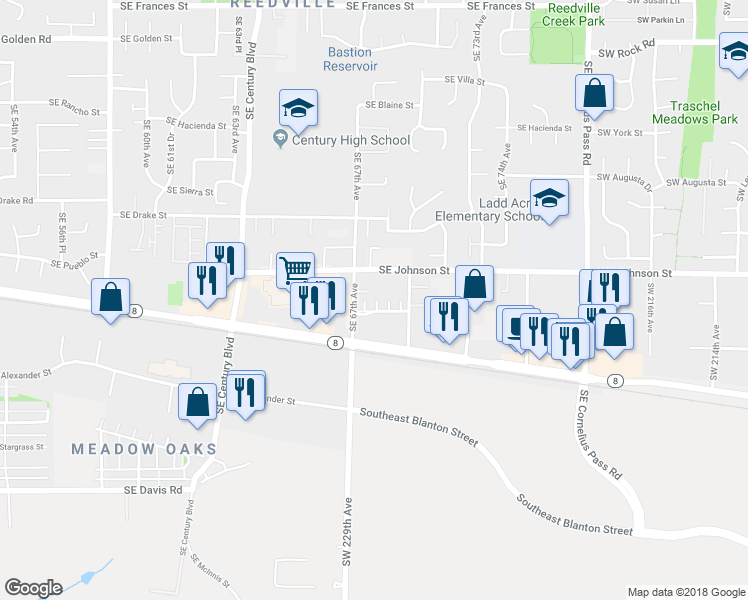 map of restaurants, bars, coffee shops, grocery stores, and more near 2753 Southeast Nicklaus Court in Hillsboro